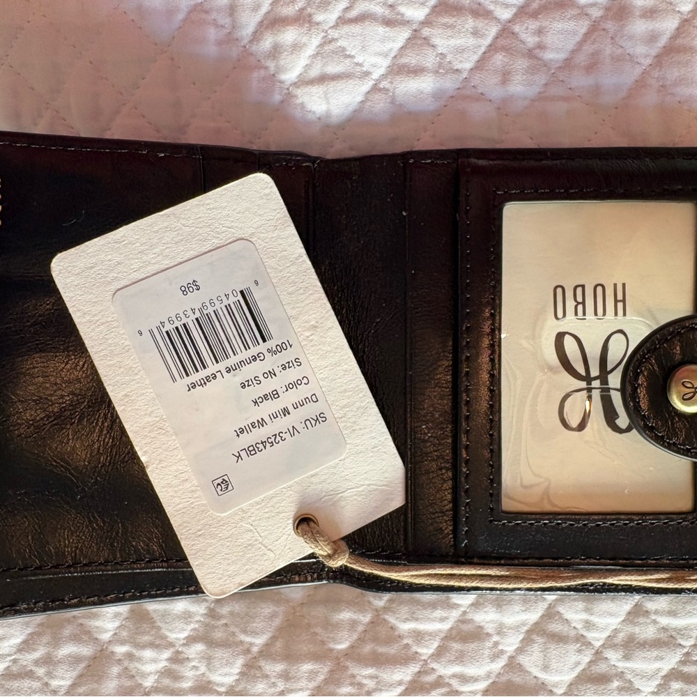 HOBO Black Leather Compact Zip Wallet with Card Slots - Picture 3 of 4